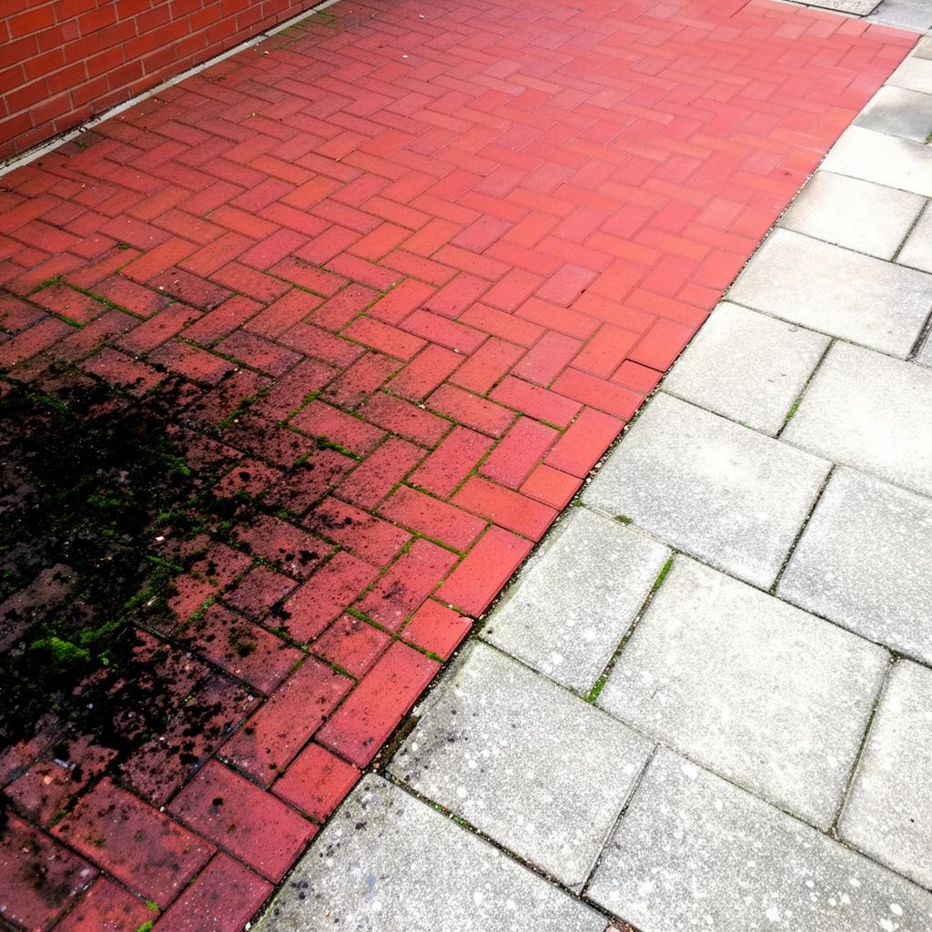 Bristol driveway pressure washing transformation — moss and algae removed, original colour restored
